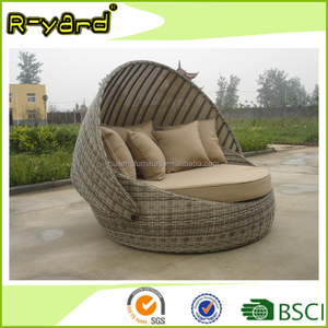 Écologique Rotin meubles <span class=keywords><strong>de</strong></span> <span class=keywords><strong>jardin</strong></span> en osier rond lits <span class=keywords><strong>de</strong></span> jour <span class=keywords><strong>avec</strong></span> <span class=keywords><strong>Auvent</strong></span> - Product Image 2