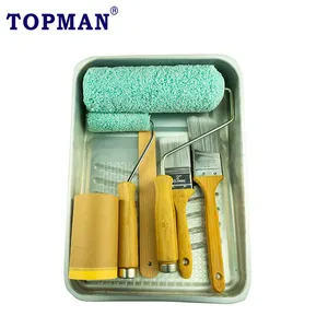 10pcs Eco-Friendly Paint Roller Set Roller And Brush With Bamboo Handle Lint Free Microfiber Roller Paper Masking Taper With Dus