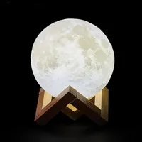 Livraison immédiate Impression 3D Lampe de Lune Rechargeable Veilleuse LED Creative Touch Switch Moon Light For Bedroom Decoration Birthday Gift
