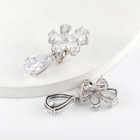 925 Sterling Silver Anting Wanita Bunga Menggantung, Anting-Anting Jatuh Bunga Zirkonia Kubik Pave