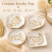 Plateau à bijoux en céramique blanche moderne, forme ovale irrégulière avec bord doré, plateau décoratif pour bibelots, logo personnalisé, artisanat