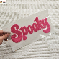 Patchs thermocollants personnalisés en chenille, grandes lettres effrayantes, broderie moelleuse, pour vêtements et t-shirts, vente en gros pour Halloween