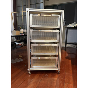 Aluminum Profile Storage Cabinet 4 Drawers Minimalist Design Multipurpose Living Room Bedroom Cabinet - Product Image 1
