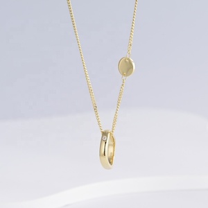 Wholesale plata 925 sterling silver round minimalist <b>necklace</b> korean mothers day gold plated fashion women pendant <b>necklaces</b> - Product Image 1