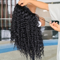Demi-perruque afro bouclée crépue en gros, perruque synthétique à cordon de serrage pour femmes noires, sans colle, 3-en-1, mélange de cheveux synthétiques