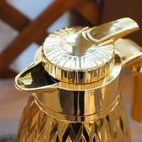 Motif décoratif arabe Plastique galvanisé Grande capacité 1L Capsule intérieure en verre Bouteille thermos pour café et thé