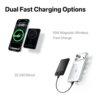 Batterie externe Besiter 5000mAh Type-C ultra-fine en verre trempé, magnétique sans fil, avec écran LED