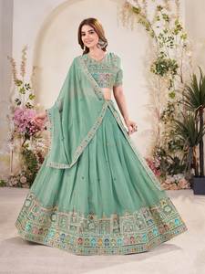 Ensembles pour femmes à la mode Belle Lehenga Choli avec codage Dori Thread & Sequence Work - Product Image 5