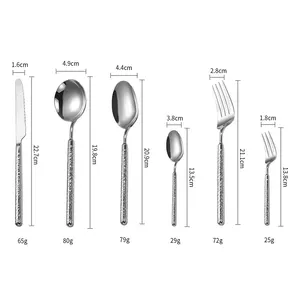 Kustom kualitas tinggi dapur emas Set peralatan makan mesin pencuci piring aman sendok garpu baja tahan karat 6PCS mewah peralatan perak UNTUK RESTORAN