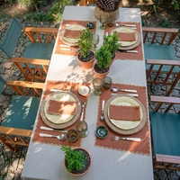 Sets de table en lin écologiques faits à la main à bords festonnés, couleur terre cuite, carrés, lavables, pour extérieur, style ferme, dîner de Thanksgiving, maison