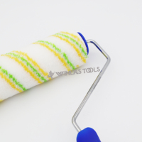 Rouleau à peinture rayé haut de gamme avec manche et brosse à rouleau à manche en plastique, très vendu