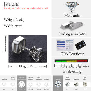 Prix Compétitif Bijoux en Gros Clous <span class=keywords><strong>d</strong></span>'Oreilles Géométriques en Argent Sterling 925 VVS Moissanite Baguette pour Hommes et Femmes - Product Image 6