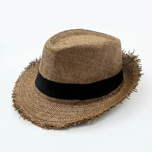 New Fashion Summer Casual Panama Cap Uv Protection Wide Brim Sombrero Fedora Hat Cap