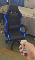 Chaise de jeu PC avec éclairage LED, chaise de bureau ergonomique pour station de jeu, chaise de jeu LED RGB