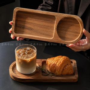 Plateau de service en bois massif de style japonais avec compartiments pour café, desserts et petit-déjeuner - Product Image 3