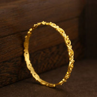 Bracelet creux en herbe de Tang 2026, motif de défilement traditionnel, bijoux rétro dorés, cadeau pour mère (lot)