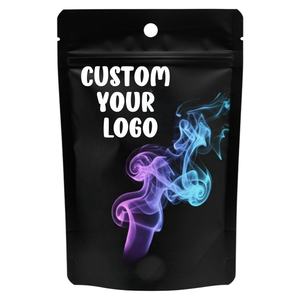 Sacs en mylar de 3,5 g à impression personnalisée noire, étanches à l'odeur, debout, doypack, pochette pour l'emballage de biscuits, stockage d'herbes - Product Image 1