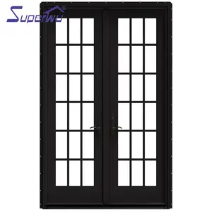 Simple Design Customized UPVC Hinged Door Double Tempered Glass Swing French Casement Doors With Grills