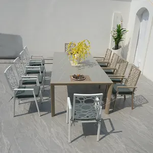 Outdoor Aluminum Alloy Chair Sintered Stone Table Coffee Shops Outdoor Tables And Chairs Park Leisure New Design Metal Chairs