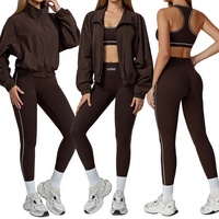 Vêtements de sport pour femmes en gros, veste de course à manches longues à col montant, leggings en nylon, vêtements de sport de haute qualité, ensembles de sport pour femmes