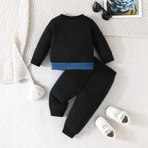 Conjunto de Dos Piezas con Estampado de Letras para Niños, Camiseta de Manga Larga, Pantalones Deportivos Casuales, Ropa de Lana para Niños, Primavera/Otoño, Tallas 6-24 - Product Image 2