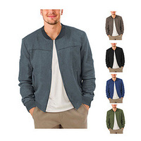 Veste zippée homme en daim, couleur unie, style rétro décontracté, manches longues, automne, soldes