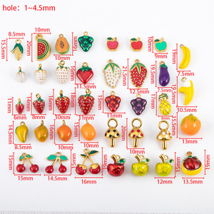 D281 Breloques en émail 3D en acier inoxydable étanche, motifs fruits (Fraise, <span class=keywords><strong>Banane</strong></span>, Raisin, Pomme) et champignons, effet goutte d'huile - Product Image 2