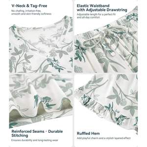 Ensemble de pyjamas pour femmes en viscose de bambou, haut à manches courtes et short à volants, vêtements de nuit, tailles S-XXL - Product Image 1