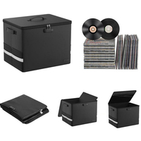 Caja de Almacenamiento de Discos Resistente al Fuego, Plegable y Seccionada, Organizador de Vinilos con Capacidad para 30-50 Álbumes, para DJ y Hogar