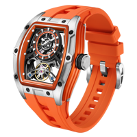 Montre sport orange style RM pour homme, logo personnalisé, squelette, automatique, mécanique, montre-bracelet, montre homme, étanche