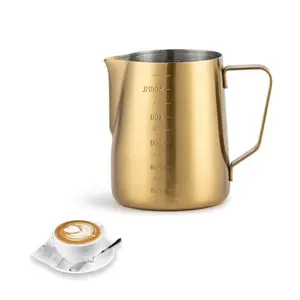 12 Oz 20 Oz Rose Gold Stainless Steel Kitchen Tool Latte Art Espresso Cappuccino Frothing Steaming Golden Milk Jug Pitcher