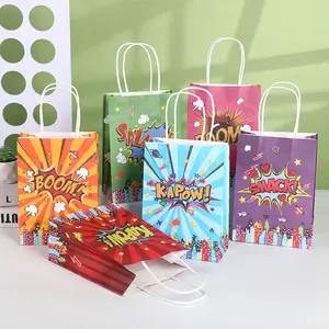 24PCS Hero <span class=keywords><strong>Action</strong></span> Sign Gâteau Cadeau Sacs de faveur Snack Goody Sacs en papier pour enfants Dessins animés Hero Thème Cadeau d'anniversaire Donner Fête - Product Image 1
