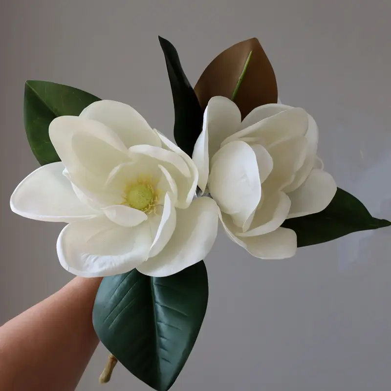 ZUOYI 40CM Artificial Real Touch Latex Large Size Magnolia Flower For Landscaping