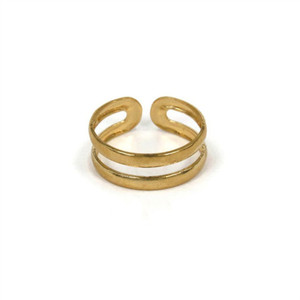 Anillos ajustables de acero inoxidable chapados en oro de 18 quilates con diseño de flecha geométrica hueca de doble capa, joyería moderna para mujer - Product Image 1