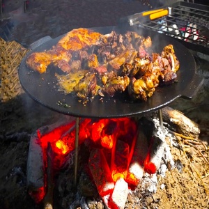 18 "Gietijzeren Kampvuur Bakplaat Ronde Ijzeren Pan, Draagbare Grill Met 3 Afneembare Poten Voor Buiten Bbq Koken, Grillen En Frituren - Product Image 5