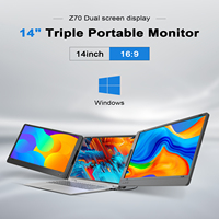 Extenseur d'écran d'ordinateur portable 14 pouces, 1 câble pour 3 écrans, avec écran 1080P, compatible avec Windows et Mac