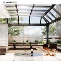 Toit rétractable en verre pour véranda Pergola bioclimatique Abat-jour à perche en aluminium avec système de paroi de verre Maison en verre