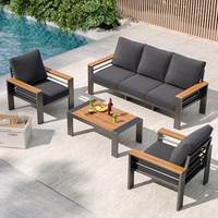 Ensemble de canapés d'extérieur de luxe en aluminium, écologiques, durables et post-modernes pour les resorts, les villas, les cours, les patios, les hôtels et les jardins
