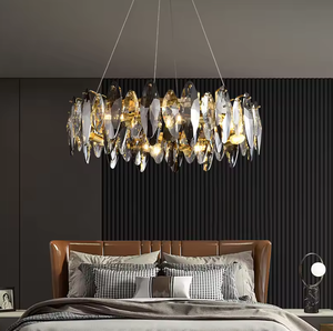 Luces colgantes creativas para comedor, candelabros Led de círculo de cristal K9 gris humo de lujo modernos - Product Image 2