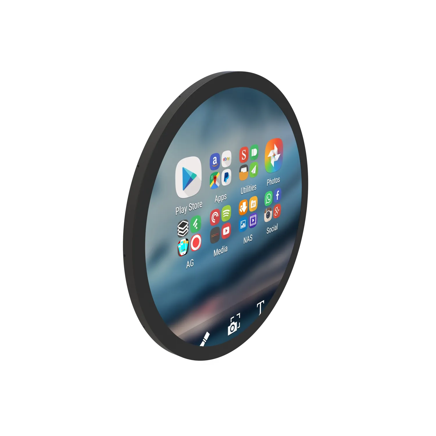 Bigbull Indoor 23.6 inch1500nits Windows LCD forma rotonda cerchio Android tutto angolo di visione media cartellone segnaletica digitale