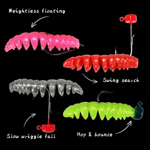 Spinpoler Poor Worm TPR Leurre <span class=keywords><strong>de</strong></span> pêche souple flottant en plastique, type ver bionique segmenté, pour <span class=keywords><strong>la</strong></span> pêche à <span class=keywords><strong>la</strong></span> truite, au bar, au technique Ned Wacky - Product Image 5