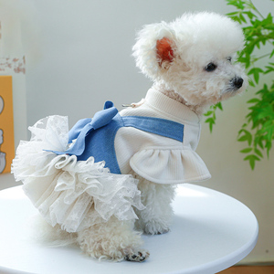 Pour petit chien Design de luxe animaux de compagnie tenues vêtements de mode fête dentelle robe chiot chemise chien jupe Costume pour animaux de compagnie chien robe d'été - Product Image 2