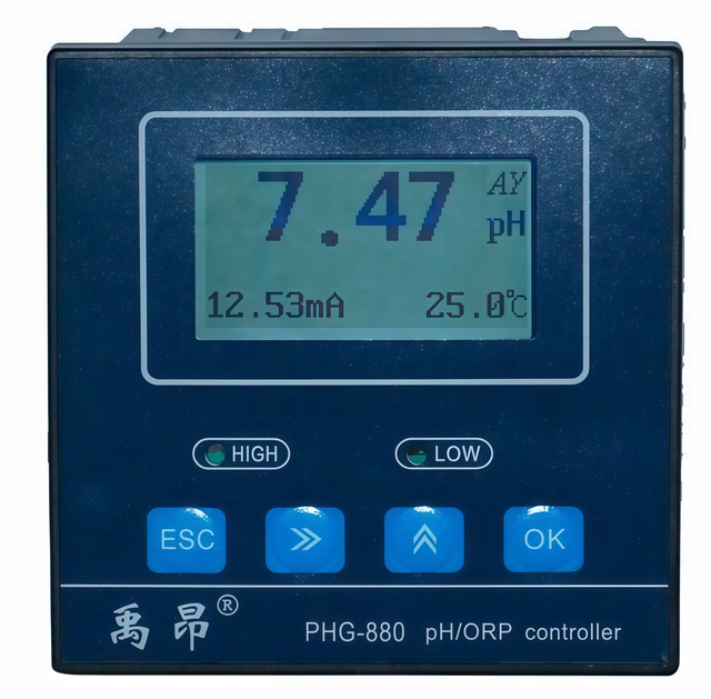 High Precision 0.05pH Accuracy Line PH Analyzer Continuous Online Acidity Meter LCD Backlight Display Automatic Temperature