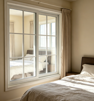 Fenêtre coulissante en PVC au design moderne, double vitrage Low-E, résistante aux ouragans, coupe-vent, économie d'énergie pour la construction de maisons