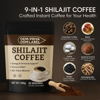 Poudre de café instantané au Shilajit de l'Himalaya en gros, marque privée OEM/ODM, avec acide fulvique, goût neutre, 300g, 85%