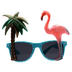 伊凡时尚沙滩派对儿童夏季太阳镜夏威夷沙滩太阳镜椰树火烈鸟热带派对太阳镜