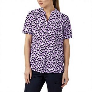 Fashion Summer <b>Beauty</b> Salon Scrub Uniform <b>Tunic</b> 100% Cotton Woven Floral Printed Comfortable Garments <b>for</b> Women - Product Image 3