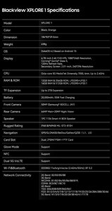 Blackview Xplore 1 โทรศัพท์มือถือสุดแกร่ง 5G แบตเตอรี่ 2000mAh ไฟฉาย 170lm ชาร์จเร็ว 55W ระบบปฏิบัติการ Android 15 กล้องหลัก 64MP หน่วยความจำ 12+256GB - Product Image 4