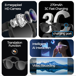 Lunettes Intelligentes AIMB-S1 5MP Anti-tremblement pour la Prise de Photos, <span class=keywords><strong>Enregistrement</strong></span> Vidéo 1080P, <span class=keywords><strong>Enregistrement</strong></span> <span class=keywords><strong>Audio</strong></span>, Traduction Simultanée IA, Bouton Poussoir - Product Image 3