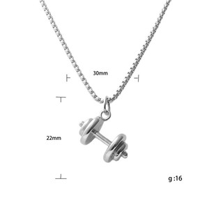 Stainless Steel <b>Dumbbell</b> Pendant Necklace For Men Retro Geometric Design Gift 12045 - Product Image 4